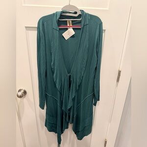 Comfy USA XS Teal Modal Open Front Drape Cardigan Lightweight Jacket NEW